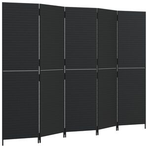 vidaXL Separator de cameră cu 5 panouri, negru, poliratan