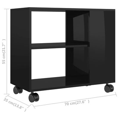 vidaXL Masă laterală, negru extralucios, 70x35x55 cm, lemn compozit