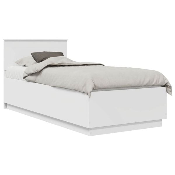 vidaXL Cadru de pat cu headboard Alb 90 x 200 cm Lemn prelucrat