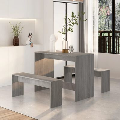 vidaXL Set mobilier de bucătărie, 3 piese, stejar sonoma gri, PAL