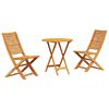 vidaXL Set Bistro Pliabil 3 buc. Maro Lemn Solid de Acacia