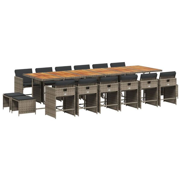 vidaXL Set mobilier de grădină cu perne, 17 piese, gri, poliratan