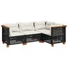 vidaXL Set mobilier de grădină cu perne, 4 piese, negru, poliratan