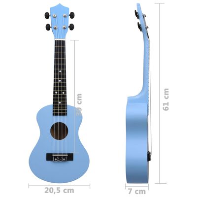 vidaXL Set de ukulele soprano, pentru copii, cu husă, bleu, 23"
