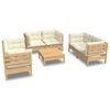 vidaXL Set mobilier grădină cu perne crem, 7 piese, lemn masiv de pin