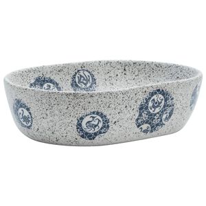 vidaXL Lavoar de blat, gri și albastru, 47x33x13 cm, ceramică, oval
