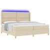 vidaXL Pat cu arcuri cu saltea cu headboard Crem 200 x 200 cm țesătură