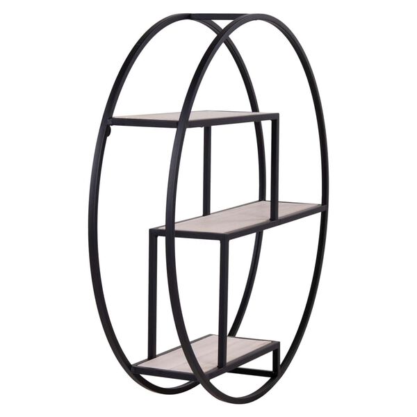 House Nordic Raft de perete &bdquo;Isa&rdquo;, negru și natural, rotund