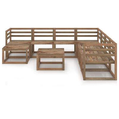 vidaXL Set mobilier de grădină, 9 piese, maro, lemn de pin tratat