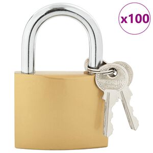 vidaXL U Lock cu Chei 100 pcs Alamă Fier