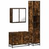 vidaXL Set mobilier de baie, 3 piese, stejar fumuriu, lemn prelucrat