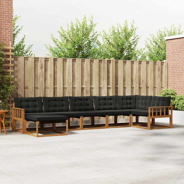 vidaXL Set de canapele de exterior cu pernă 21 pcs Natural și Negru