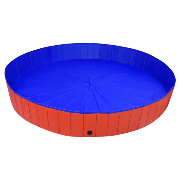 vidaXL Piscină pentru câini pliabilă, roșu, 300 x 40 cm, PVC