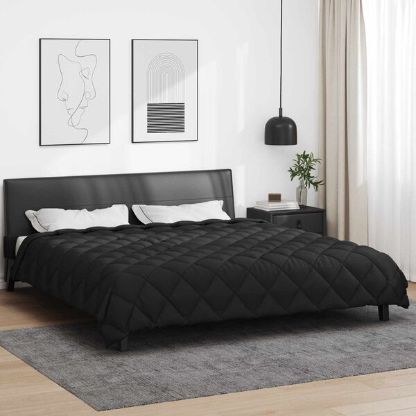 vidaXL Duvet de iarnă Negru 240 x 260 cm Microfibră