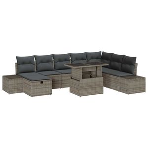 vidaXL Set de canapele pentru grădină 9 pcs Gri poliratan