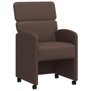 vidaXL Scaune de dining cu roți 2 buc. Piele artificială Maro