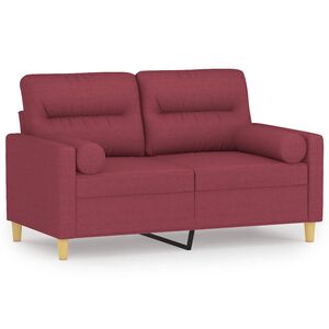 vidaXL Canapea cu 2 locuri cu pernuțe, roșu vin, 120 cm, textil