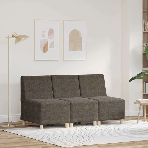 vidaXL Unitate Sofa Modulară Fără Brațe 3 pcs Gri închis