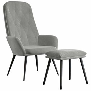vidaXL Scaun de relaxare cu taburet, gri deschis, catifea