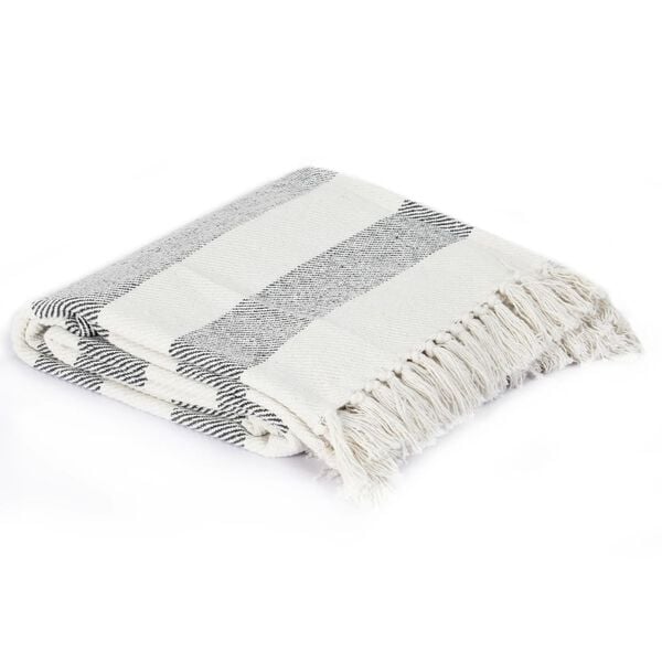 vidaXL Pătură decorativă, antracit, 125 x 150 cm, bumbac, dungi