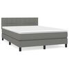 vidaXL Pat box spring cu saltea, gri &icirc;nchis, 140x190 cm, textil