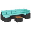 vidaXL Set de canapele pentru grădină cu pernă 8 pcs Negru poliratan