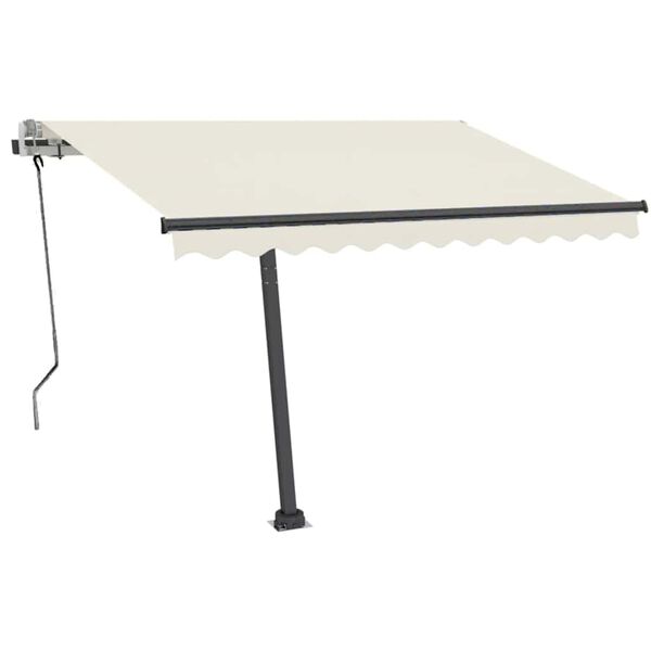 vidaXL Copertină retractabilă manual cu LED, crem, 350x250 cm
