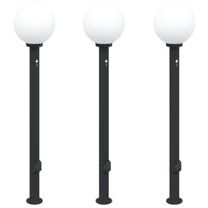 vidaXL St&acirc;lpi iluminatori cu senzor și priză, 3 buc., 120 cm, negru, IP44