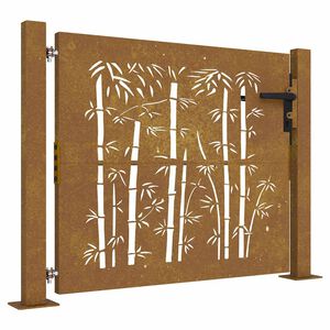 vidaXL Poartă de grădină 100x100 cm, oțel corten, design bambus