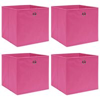 vidaXL Cutii de depozitare, 4 buc., roz, 32x32x32 cm, textil