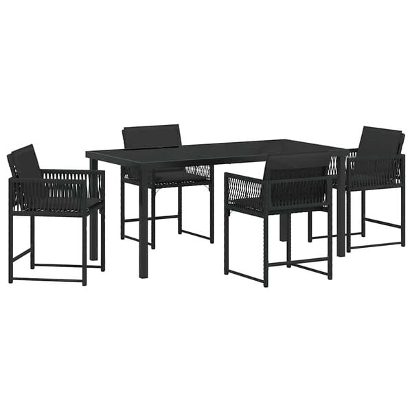 vidaXL Set de masă pentru grădină 5 pcs Negru poliratan