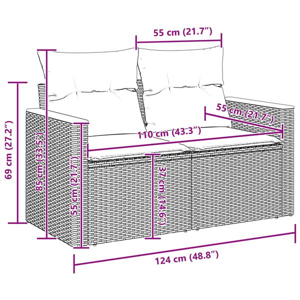 vidaXL Set de canapele pentru grădină 13 pcs Negru Rattan poli