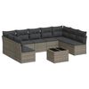 vidaXL Set mobilier de grădină cu perne, 10 piese, gri, poliratan