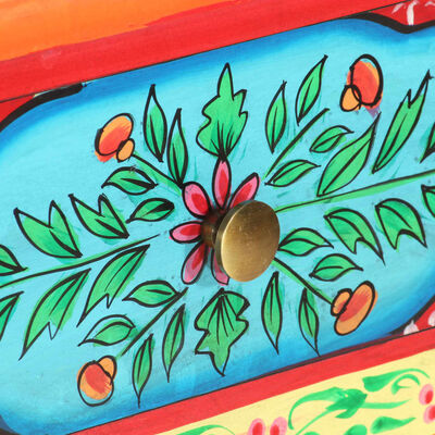 vidaXL Masă consolă pictată manual, 80x35x75 cm, lemn masiv mango
