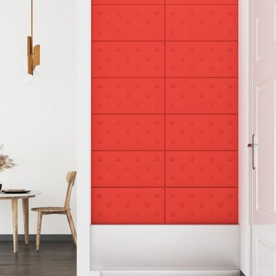 vidaXL Panouri de perete 12 buc. roșu 60x30 cm piele ecologică 2,16 m²