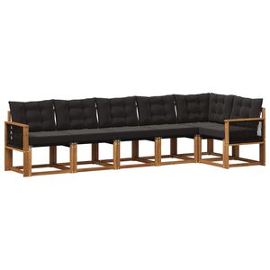 vidaXL Set de canapele de exterior cu pernă 6 pcs Natural și Negru