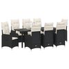 vidaXL Set de masă pentru grădină cu pernă 9 pcs Negru poliratan