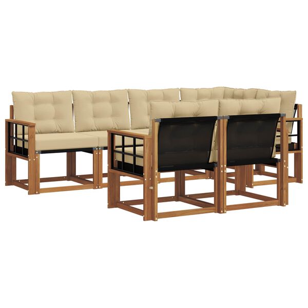 vidaXL Set de canapele de exterior cu pernă 7 pcs Natural și Bej