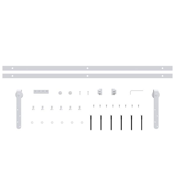 vidaXL Set glisare mini ușă pentru dulap, alb, oțel carbon, 200 cm