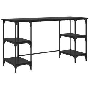 vidaXL Birou Stejar Negru Lemn prelucrat 140 x 50 x 75 cm