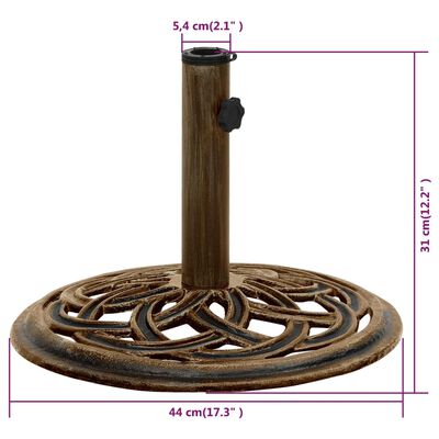 vidaXL Suport de umbrelă, bronz, 44x44x31, fontă