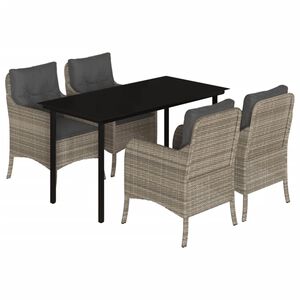 vidaXL Set mobilier de grădină cu perne, 5 piese gri deschis poliratan