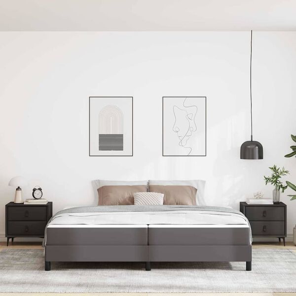 vidaXL Cadru de pat cu saltea Gri 200 x 200 cm țesătură