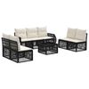 vidaXL Set de canapele pentru grădină 8 pcs Negru și Alb crem