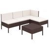 vidaXL Set mobilier de grădină cu perne, 5 piese, maro, poliratan