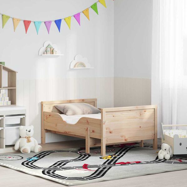 vidaXL Cadru de pat cu saltea Maro 80 x 200 cm Lemn de pin masiv