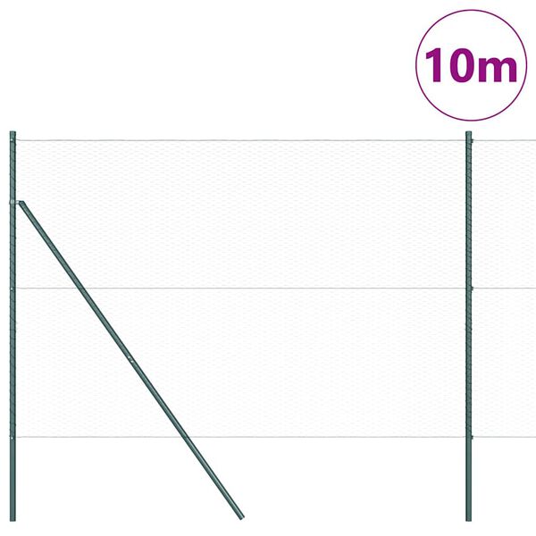 vidaXL St&acirc;lp de gard. Verde 10 x 1,6 m (plasă de 25 mm) Oțel și PVC