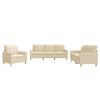 vidaXL Set de canapele cu perne, 3 piese, crem, textil