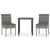 vidaXL Set mobilier de grădină, 3 piese, gri, poliratan