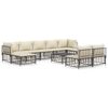 vidaXL Set mobilier de grădină cu perne, 10 piese, antracit, poliratan
